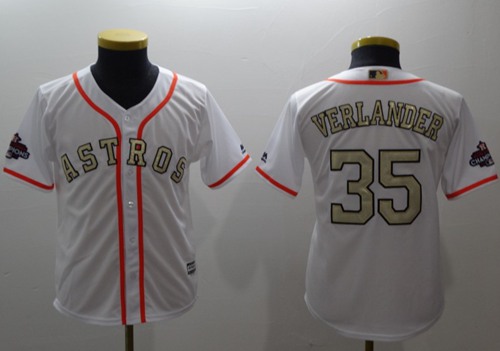 Astros #35 Justin Verlander White 2018 Gold Program Cool Base Stitched Youth Baseball Jersey