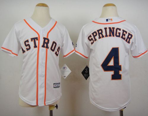 Astros #4 George Springer White Cool Base Stitched Youth Baseball Jersey