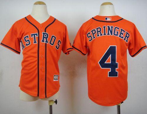 Astros #4 George Springer Orange Cool Base Stitched Youth Baseball Jersey