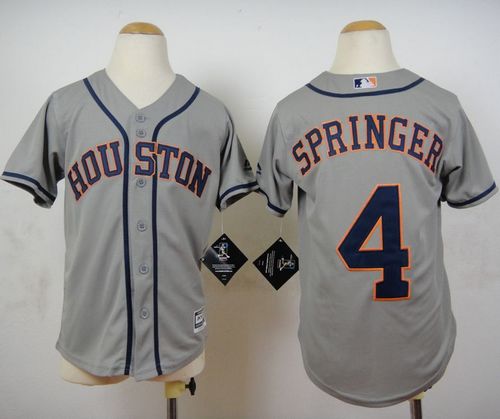 Astros #4 George Springer Grey Cool Base Stitched Youth Baseball Jersey