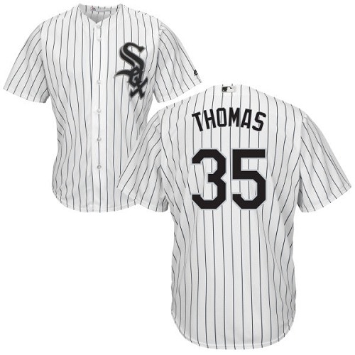 White Sox #35 Frank Thomas White(Black Strip) Home Cool Base Stitched Youth Baseball Jersey