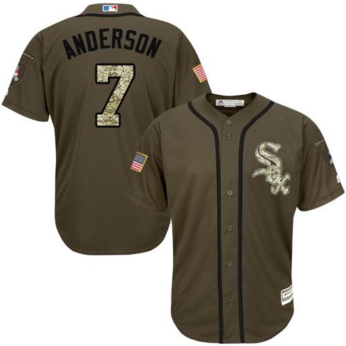 White Sox #7 Tim Anderson Green Salute to Service Stitched Youth Baseball Jersey