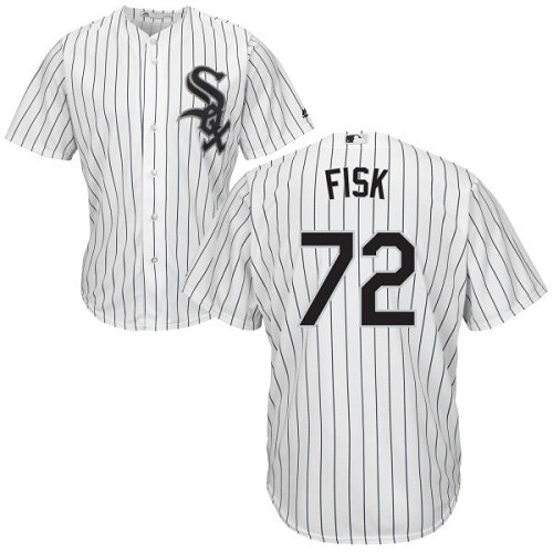 White Sox #72 Carlton Fisk White(Black Strip) Home Cool Base Stitched Youth Baseball Jersey