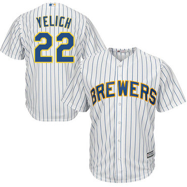Brewers #22 Christian Yelich White Strip Cool Base Stitched Youth Baseball Jersey