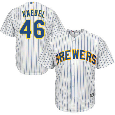 Brewers #46 Corey Knebel White Strip Cool Base Stitched Youth Baseball Jersey