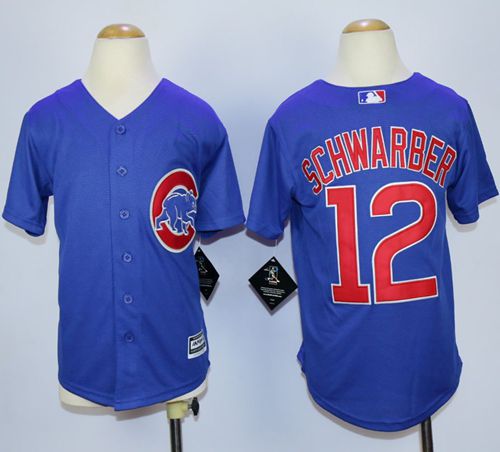 Cubs #12 Kyle Schwarber Blue Cool Base Stitched Youth Baseball Jersey