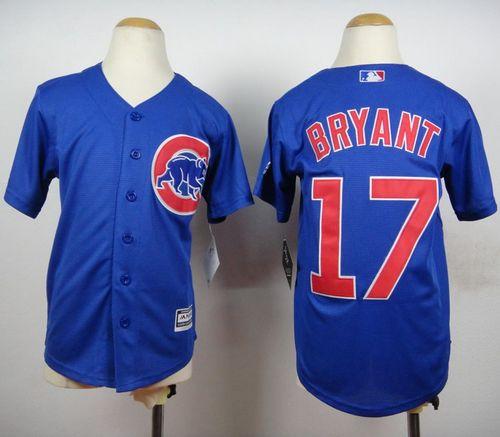Cubs #17 Kris Bryant Blue New Cool Base Stitched Youth Baseball Jersey