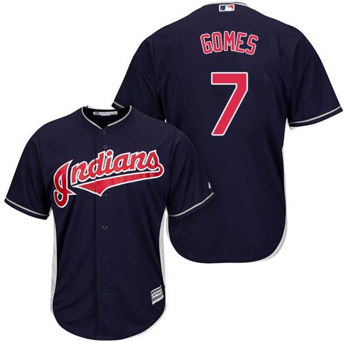 Indians #7 Yan Gomes Navy Blue Alternate Stitched Youth Baseball Jersey