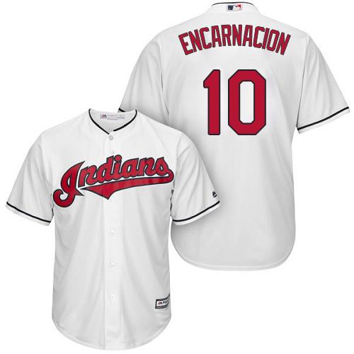 Indians #10 Edwin Encarnacion White Home Stitched Youth Baseball Jersey