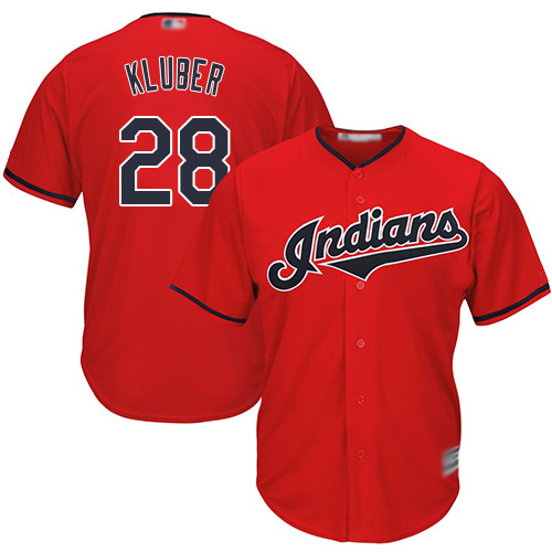 Indians #28 Corey Kluber Red Stitched Youth Baseball Jersey