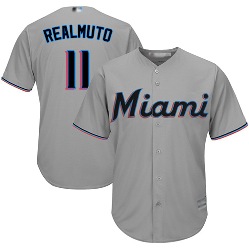 Marlins #11 JT Realmuto Grey Cool Base Stitched Youth Baseball Jersey
