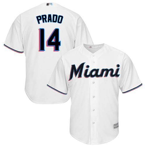 Marlins #14 Martin Prado White Cool Base Stitched Youth Baseball Jersey