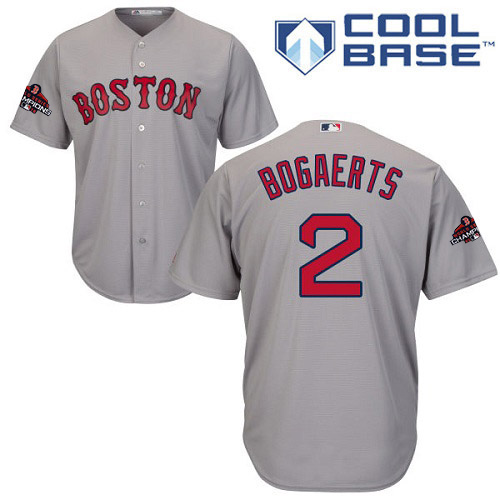 Red Sox #2 Xander Bogaerts Grey Cool Base 2018 World Series Champions Stitched Youth Baseball Jersey