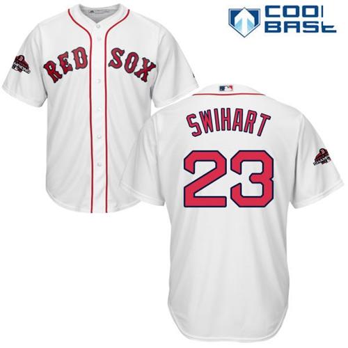 Red Sox #23 Blake Swihart White Cool Base 2018 World Series Champions Stitched Youth Baseball Jersey