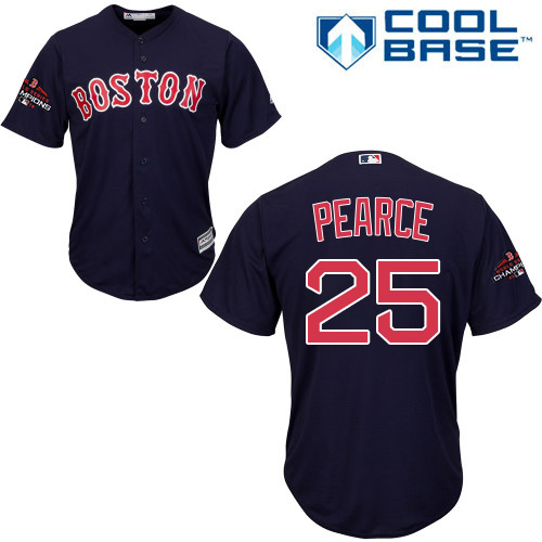 Red Sox #25 Steve Pearce Navy Blue Cool Base 2018 World Series Champions Stitched Youth Baseball Jersey