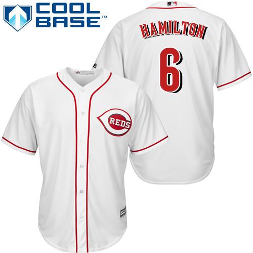 Reds #6 Billy Hamilton White Cool Base Stitched Youth Baseball Jersey