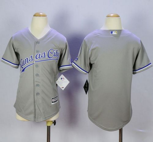 Royals Blank Grey Cool Base Stitched Youth Baseball Jersey