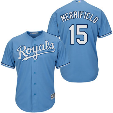 Royals #15 Whit Merrifield Light Blue Cool Base Stitched Youth Baseball Jersey
