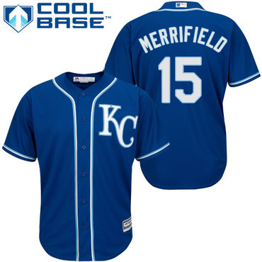Royals #15 Whit Merrifield Royal Blue Cool Base Stitched Youth Baseball Jersey