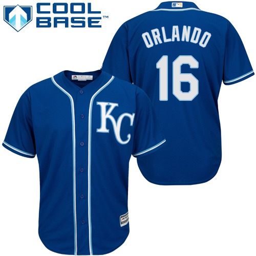 Royals #16 Paulo Orlando Royal Blue Cool Base Stitched Youth Baseball Jersey