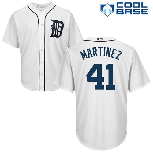Tigers #41 Victor Martinez White Cool Base Stitched Youth Baseball Jersey
