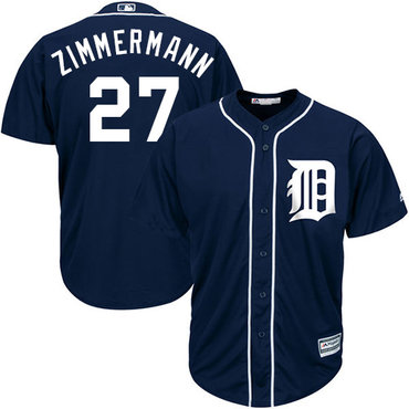 Tigers #27 Jordan Zimmermann Navy Blue Cool Base Stitched Youth Baseball Jersey