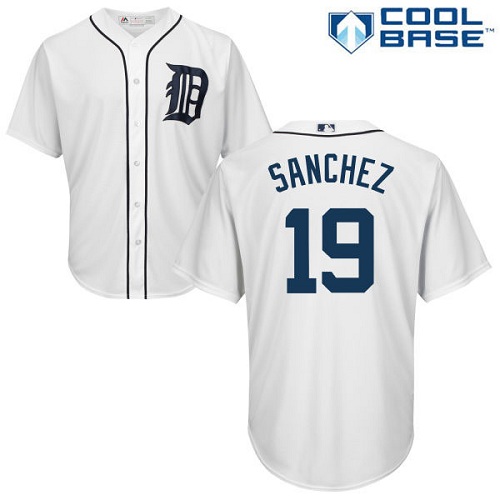 Tigers #19 Anibal Sanchez White Cool Base Stitched Youth Baseball Jersey
