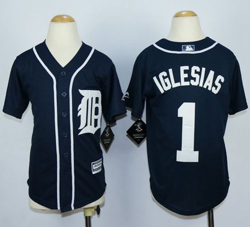 Tigers #1 Jose Iglesias Navy Blue Cool Base Stitched Youth Baseball Jersey