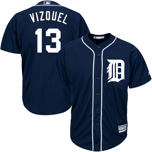 Tigers #13 Omar Vizquel Navy Blue Cool Base Stitched Youth Baseball Jersey