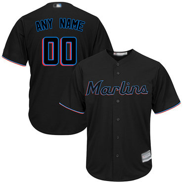 Youth Customized Authentic Jersey Black Baseball Alternate Miami Marlins Cool Base