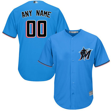 Men's Customized Replica Jersey Blue Baseball Alternate Miami Marlins Cool Base