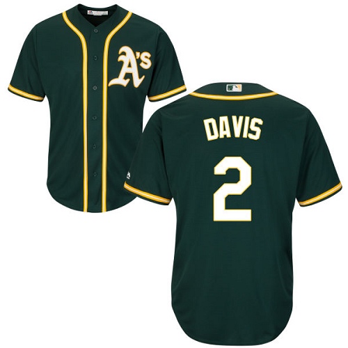 Athletics #2 Khris Davis Green Cool Base Stitched Youth Baseball Jersey