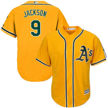 Athletics #9 Reggie Jackson Gold Cool Base Stitched Youth Baseball Jersey