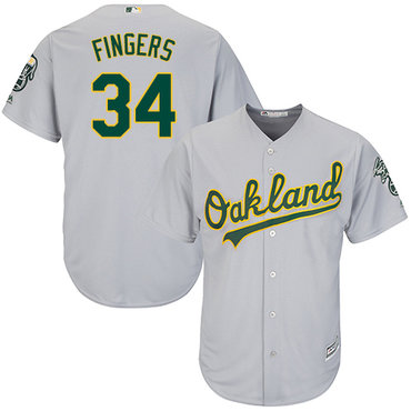 Athletics #34 Rollie Fingers Grey Cool Base Stitched Youth Baseball Jersey
