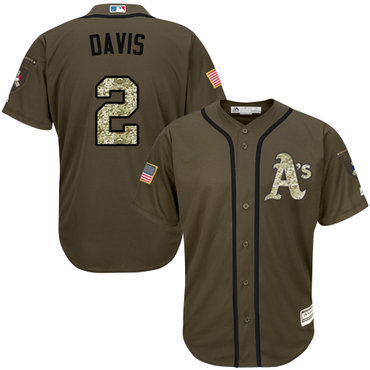 Athletics #2 Khris Davis Green Salute to Service Stitched Youth Baseball Jersey