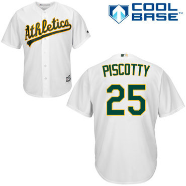 Athletics #25 Stephen Piscotty White Cool Base Stitched Youth Baseball Jersey