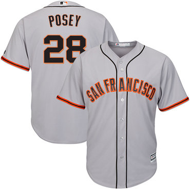 Giants #28 Buster Posey Grey Stitched Youth Baseball Jersey