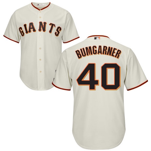 Giants #40 Madison Bumgarner Cream Stitched Youth Baseball Jersey