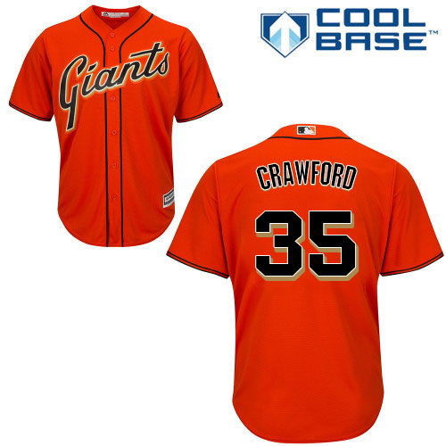 Giants #35 Brandon Crawford Orange Alternate Cool Base Stitched Youth Baseball Jersey