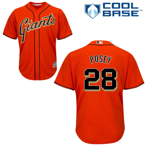 Giants #28 Buster Posey Orange Stitched Youth Baseball Jersey