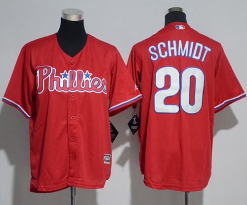 Phillies #20 Mike Schmidt Red Cool Base Stitched Youth Baseball Jersey