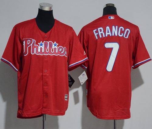 Phillies #7 Maikel Franco Red Cool Base Stitched Youth Baseball Jersey