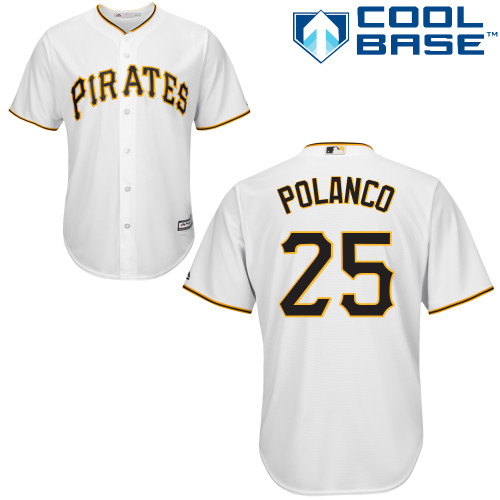 Pirates #25 Gregory Polanco White Cool Base Stitched Youth Baseball Jersey