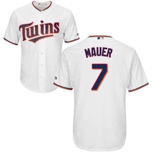 Twins #7 Joe Mauer White Cool Base Stitched Youth Baseball Jersey