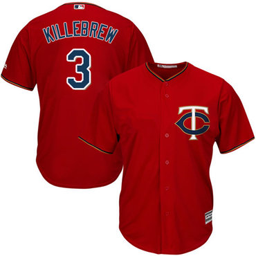 Twins #3 Harmon Killebrew Red Cool Base Stitched Youth Baseball Jersey