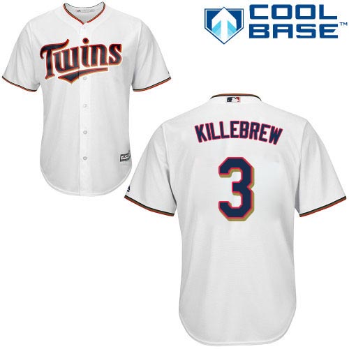 Twins #3 Harmon Killebrew White Cool Base Stitched Youth Baseball Jersey