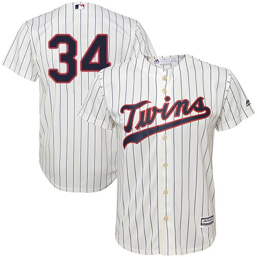 Twins #34 Kirby Puckett Cream Strip Cool Base Stitched Youth Baseball Jersey