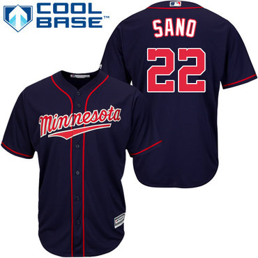 Twins #22 Miguel Sano Navy blue Cool Base Stitched Youth Baseball Jersey
