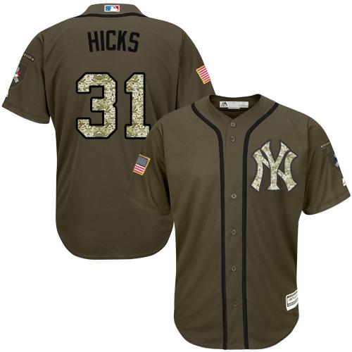 Yankees #31 Aaron Hicks Green Salute to Service Stitched Youth Baseball Jersey