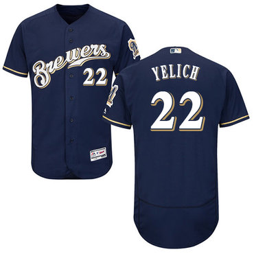 Brewers #22 Christian Yelich Navy Blue Flexbase Authentic Collection Stitched Baseball Jersey